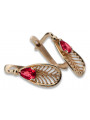 Boucles d'oreilles en argent vintage plaqué or rose, Rubis vec067