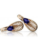 Sterling silver rose gold plated Sapphire Earrings vec067