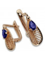 Sterling silver rose gold plated Sapphire Earrings vec067