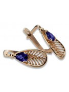 Sterling silver rose gold plated Sapphire Earrings vec067