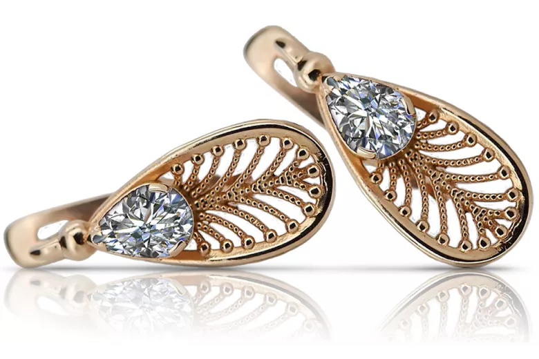 Rose Gold Plated Sterling Silver Zirconia Earrings vec067