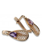 Boucles d'oreilles en argent sterling plaqué or rose, Alexandrite vec067rp