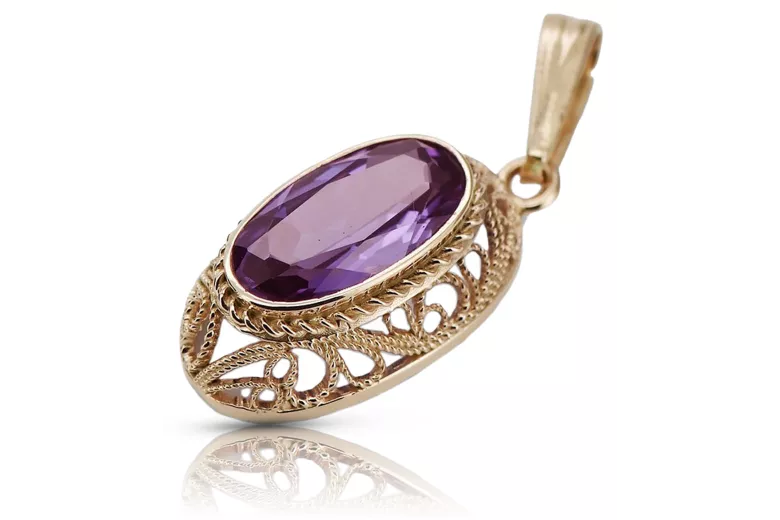 Edles Amethyst Anhänger im Original Vintage 14K Roségold vpc014 vpc014