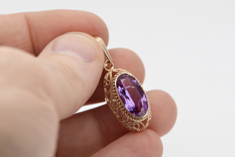 Edles Amethyst Anhänger im Original Vintage 14K Roségold vpc014 vpc014