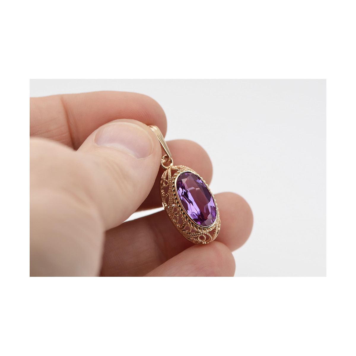 Edles Amethyst Anhänger im Original Vintage 14K Roségold vpc014 vpc014