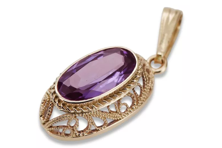 Edles Amethyst Anhänger im Original Vintage 14K Roségold vpc014 vpc014