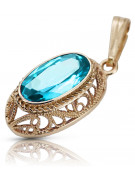 "Original 14K Rose Gold Pendant with Vintage Aquamarine gemstone vpc014" Vintage vpc014