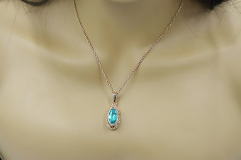 "Original 14K Rose Gold Pendant with Vintage Aquamarine gemstone vpc014" Vintage vpc014