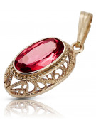 Pendentif rubis en or rose 14 carats 585, style vintage vpc014. Vintage vpc014