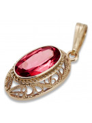 Pendentif rubis en or rose 14 carats 585, style vintage vpc014. Vintage vpc014