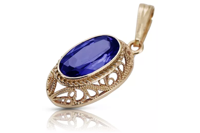 "Elegant Sapphire Pendant in Original Vintage 14K Rose Gold VPC014" Vintage vpc014