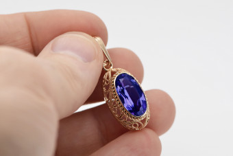 "Elegant Sapphire Pendant in Original Vintage 14K Rose Gold VPC014" Vintage vpc014