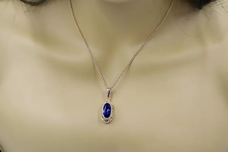 "Elegant Sapphire Pendant in Original Vintage 14K Rose Gold VPC014" Vintage vpc014