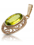 Colier original vintage din aur roz de 14k, Peridot galben vpc014