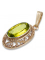 Colier original vintage din aur roz de 14k, Peridot galben vpc014