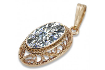 "Colgante de Zircón en Oro Rosa Antiguo Original 14k vpc015" Vintage vpc014