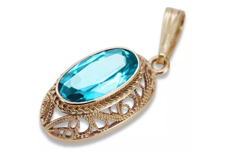 Rose Gold Plated Sterling Silver Aquamarine Pendant vpc014rp