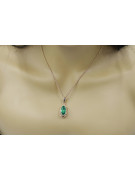 Elegant Sterling Silver Rose Gold Plated Emerald Pendant vpc014rp