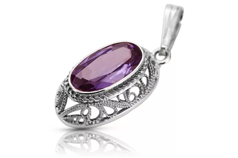 Sterling Silber 925 Anhänger mit Amethyst, Edelsteinanhänger vpc014s