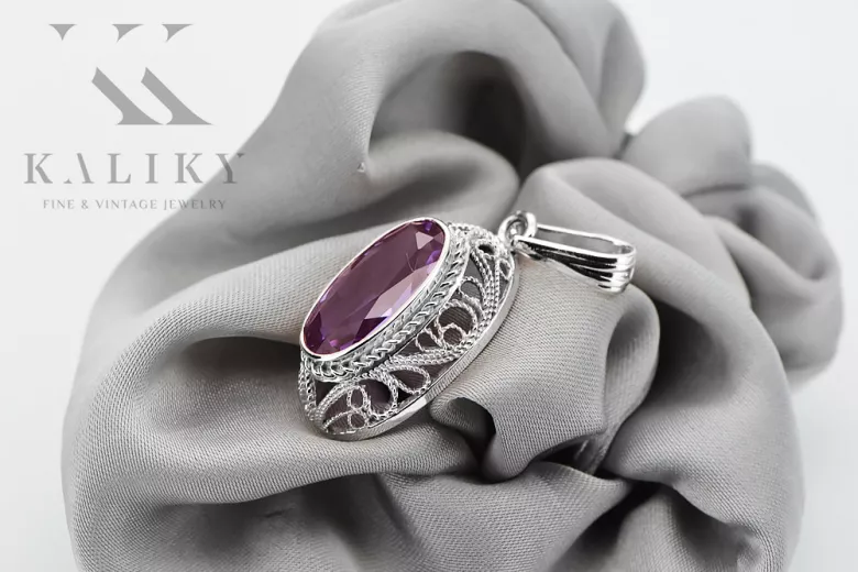 Sterling Silber 925 Anhänger mit Amethyst, Edelsteinanhänger vpc014s