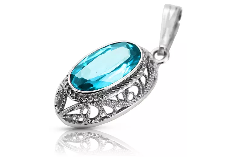 Sterling Silver 925 Aquamarine Pendant vpc014s