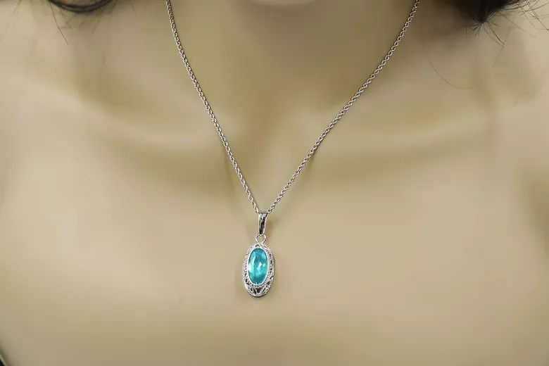 Sterling Silver 925 Aquamarine Pendant vpc014s