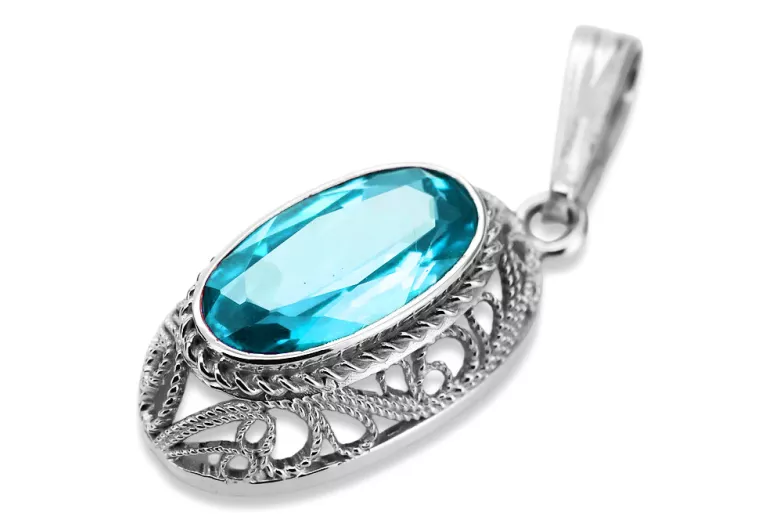 Sterling Silver 925 Aquamarine Pendant vpc014s