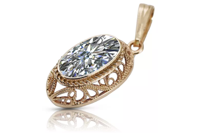 Rose Gold Plated Sterling Silver Pendant with Zirconia Gems vpc014rp