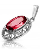 Sterling Silver 925 Ruby Pendant - Elegant Soviet Style Jewelry vpc014s