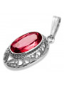 Sterling Silver 925 Ruby Pendant - Elegant Soviet Style Jewelry vpc014s