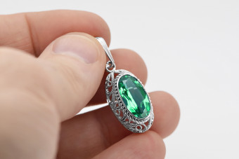 Sterling Silver 925, Emerald Pendant vpc014s