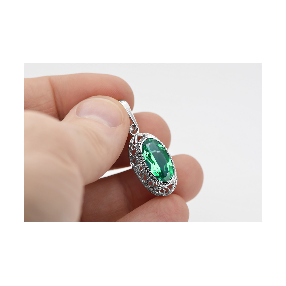 Sterling Silver 925, Emerald Pendant vpc014s