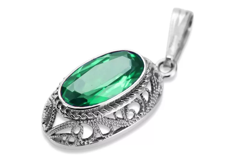 Sterling Silver 925, Emerald Pendant vpc014s