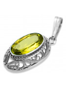 Sterling Silver 925 Pendant with Yellow Peridot Gemstone vpc014s