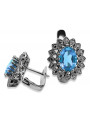 Boucles d'oreilles élégantes en Or blanc 14 carats avec Aigue-marine vec125w Vintage vec125w