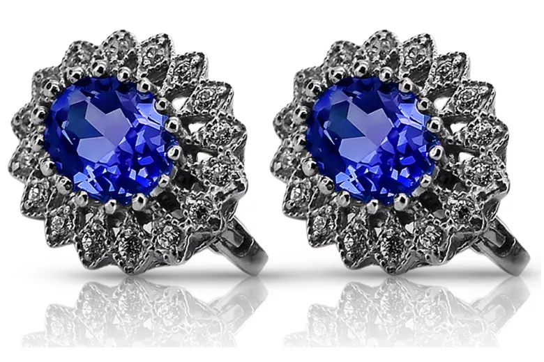 Sparkling Sapphire 14K White Gold Earrings for Elegant Evenings vec125w vec125w