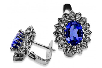 Sparkling Sapphire 14K White Gold Earrings for Elegant Evenings vec125w vec125w