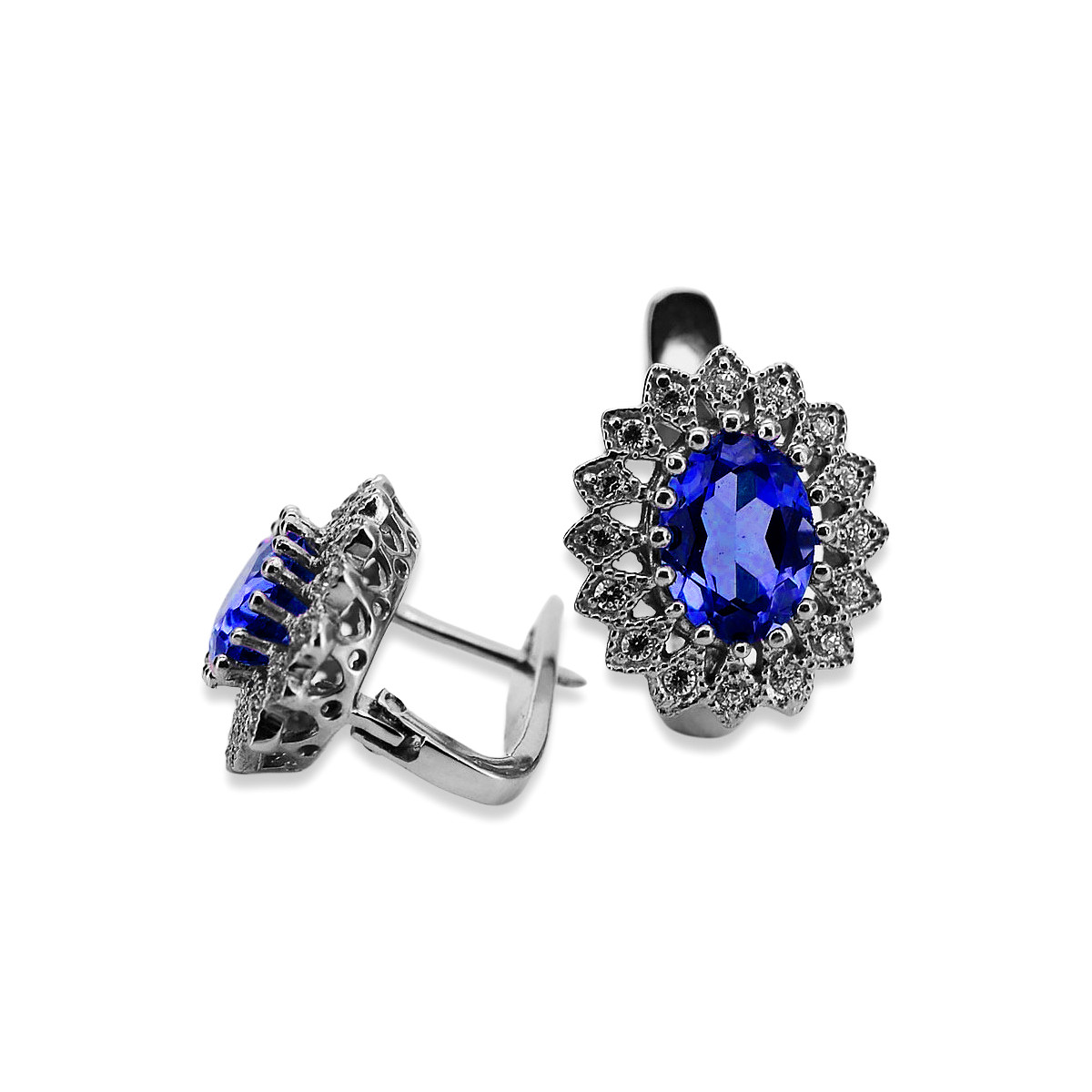 Sparkling Sapphire 14K White Gold Earrings for Elegant Evenings vec125w vec125w