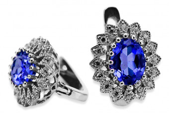 Sparkling Sapphire 14K White Gold Earrings for Elegant Evenings vec125w vec125w