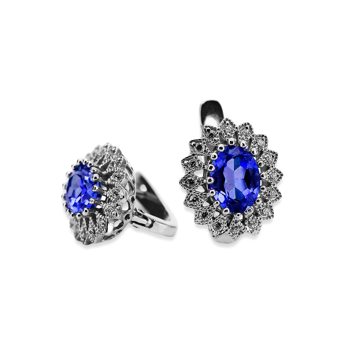 Sparkling Sapphire 14K White Gold Earrings for Elegant Evenings vec125w vec125w