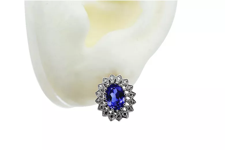 Sparkling Sapphire 14K White Gold Earrings for Elegant Evenings vec125w vec125w