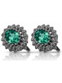 14K White Gold Emerald Studded Earrings vec125w vec125w