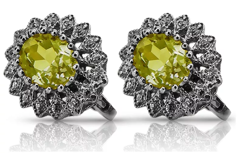 14K White Gold Peridot and Citrine Earrings vec125w