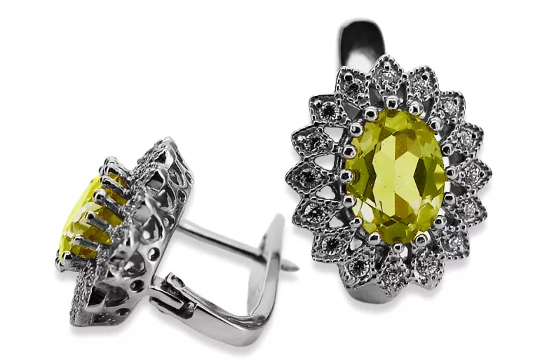 14K White Gold Peridot and Citrine Earrings vec125w