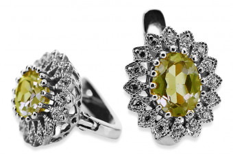 Cercei Aur Alb 14K, Peridot Galben vec125w