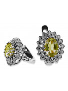 Aretes de Oro Blanco con Peridoto Amarillo de 14 Quilates vec125w