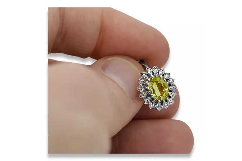 14K White Gold Peridot and Citrine Earrings vec125w