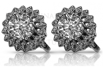 "Elegant 14K White Gold 585 Settings Earrings VEC125W" Vintage vec125w