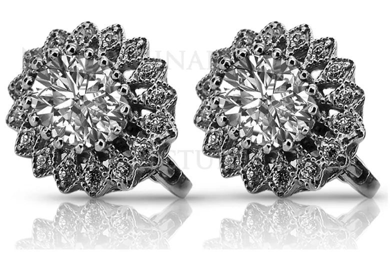 Boucles d'oreilles en Or blanc 14 carats avec monture 585 vec125w Vintage vec125w