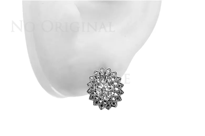 Boucles d'oreilles en Or blanc 14 carats avec monture 585 vec125w Vintage vec125w